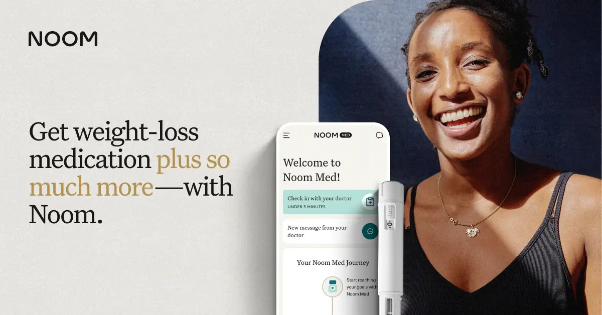 woman in workout clothes, noom app, and a white needle